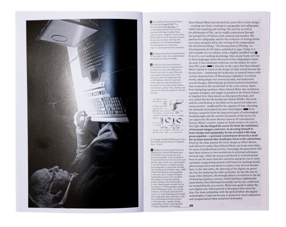 Hans Eduard Meier, une vie d&eacute;di&eacute;e aux caract&egrave;res